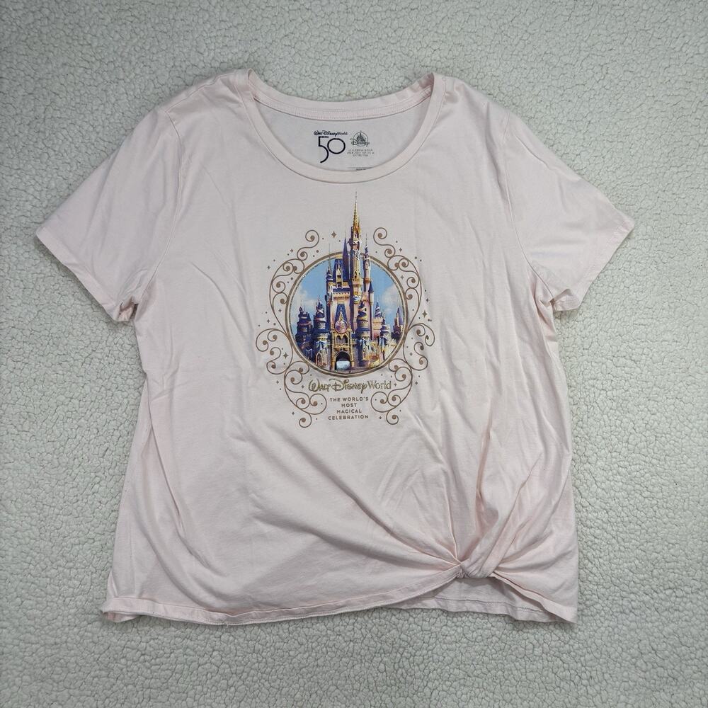 Walt Disney World 50th Anniversary Shirt Pink Size XL Castle‎ Knot Magic Kingdom